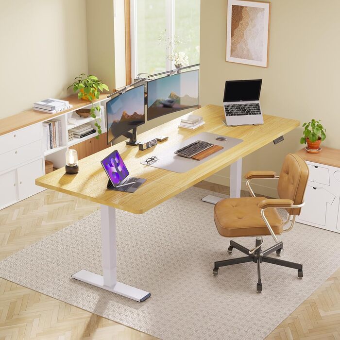 Регульований стіл Sanodesk 160x70 см - електричний підйомний стіл, Dualmotor, до 90 кг, ергономічний робочий простір (чорний+)