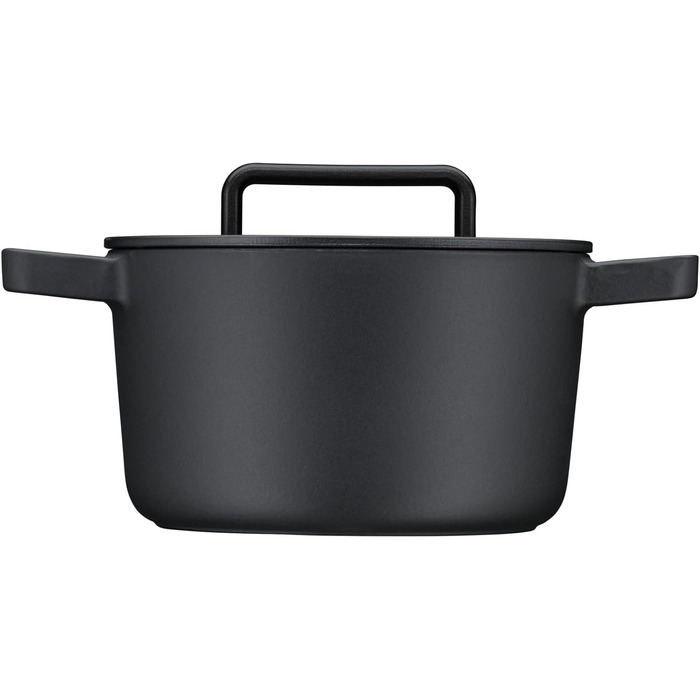 Жаровня WMF Flavour 22 см, чавунна, для індукції, емальована, чорна, з кришкою з конденсаційними виступами, сучасний дизайн