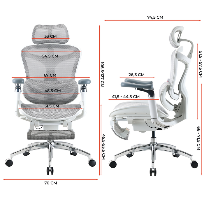 Крісло офісне з підставкою для ніг Sihoo DORO C300 Pro Mesh White with footrest