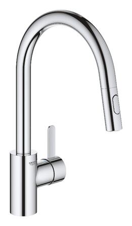 Змішувач кухонний GROHE Eurosmart Cosmopolitan з висувним душем, високий вилив, поворотний на 360°, економія води, хром (31481001)