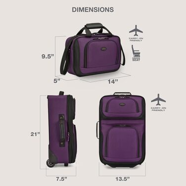 Набір розширюваної ручної поклажі Rio Rugged Fabric, міцний текстиль, фіолетовий, універсальний розмір