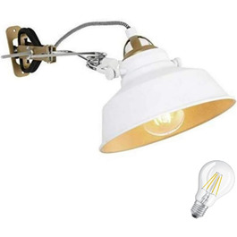 Світлодіодна настільна лампа-кліпса для читання, вінтажна, E27, 4Вт LED, біло-золота, для ліжка чи офісу
