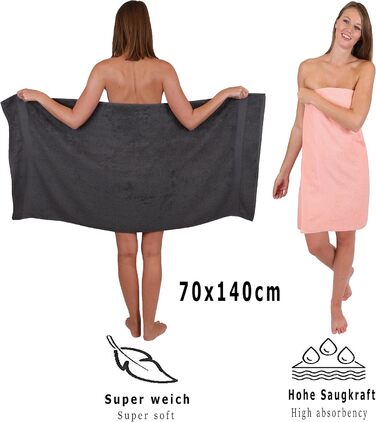 Комплект рушників Betz Palermo 6 шт: 2 банних 70x140 см, 4 рушники 50x100 см, сауна-рушник, антрацит/абрикос