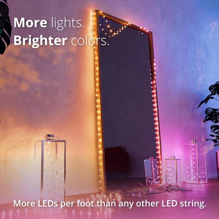 Гірлянда Twinkly Strings Pearls 200 LED, перлинна форма, RGB, багатокольорова, сумісна з Alexa та Google Home, для геймінгу, USB-C, зелений кабель, 2 x 6 м