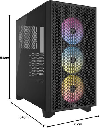 Корпус для ПК CORSAIR 3000D RGB Airflow, середній, чорний, 3 вентилятори AR120 RGB, підтримка трьохслотової відеокарти, до 8 вентиляторів 120 мм, високий повітряний потік