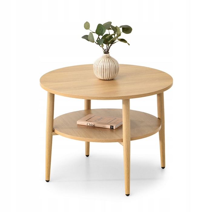 Круглий кавовий столик Mebel-Partner, 60 x 60 x 45 см, дуб