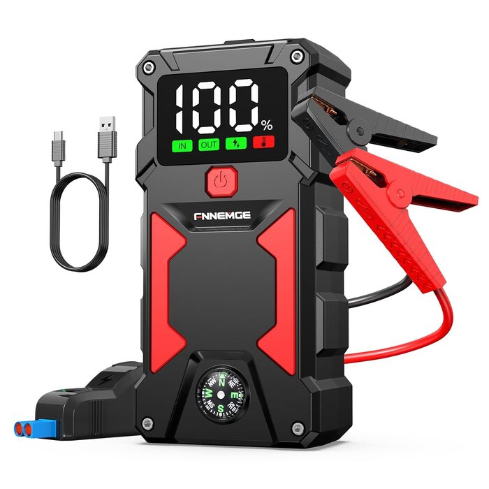 Пусковий пристрій (бустер) FNNEMGE 9000A 26800mAh для авто 12V (бензин та дизель до 10.0л), Powerbank з USB Quick Charge 3.0 та LED-ліхтарем