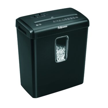 Шредер Fellowes Powershred FS-6C для дому та офісу, знищення 6 аркушів, перехресне подрібнення, кошик 15 л, P-4 безпека, чорний