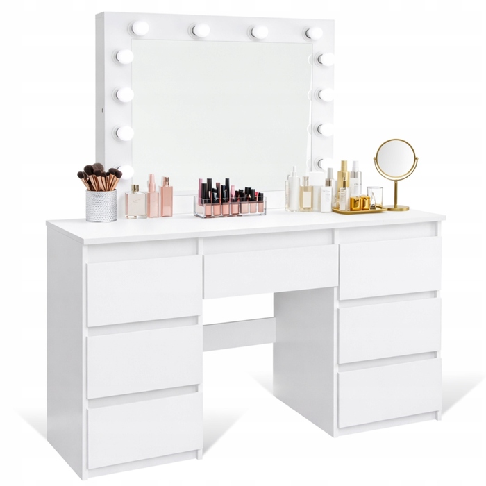 Туалетний столик ELDEN білий MDF з дзеркалом та шухлядами, 120x45x140 см
