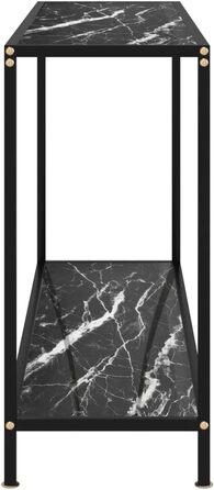Консольний стіл vidaXL, скляний, 120x35x75 см, чорний і білий, металевий каркас, приліжковий/туалетний/декоративний стіл