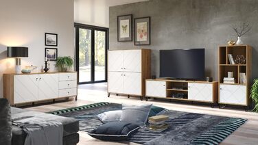 Trendteam Smart Living комод-тумба Trendteam Smart Living - комод-тумба з 2 дверцятами та 4 відділеннями, Artisan Eiche/Weiß, 63 x 136 x 40 см, з металевими ніжками