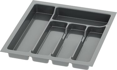 Лоток для столових приборів Sossai Divio 38x43 см, антрацит, 5 відділень, органайзер для шухляд, можна обрізати