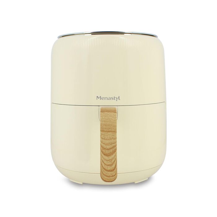 Аерофритюрниця MENASTYL 4,5 л Colorama Cream з дерев'яною ручкою, електрична фритюрниця без олії, 6025004