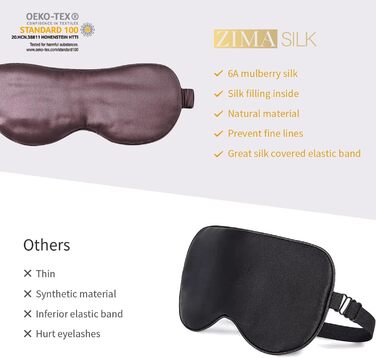Шовкова маска для сну ZIMASILK з 100% натуральної шовкової мулбері, 22 моме, сіро-фіолетова, м'яка та комфортна