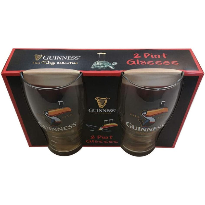 Пивні келихи Guinness з туканом, 2 шт, скло, оригінал