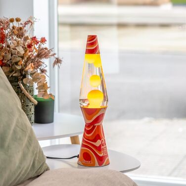 Ретро-лавова лампа FISURA 'Go with the flow' з багатокольоровою базою та помаранчевою лавою, 40 см (з запасною лампою)