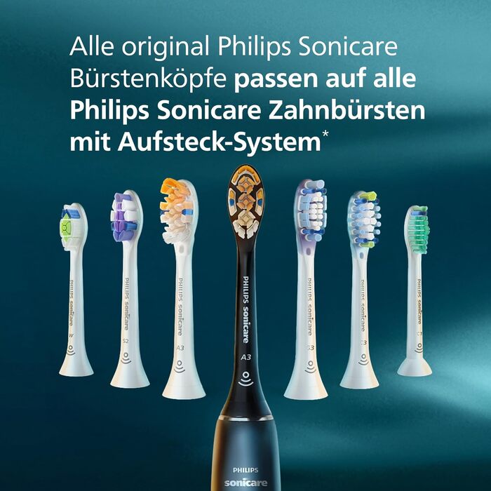 Смінні насадки для електричної зубної щітки Philips Sonicare A3 Premium All-in-One, чорні, 6 шт, HX9096/88