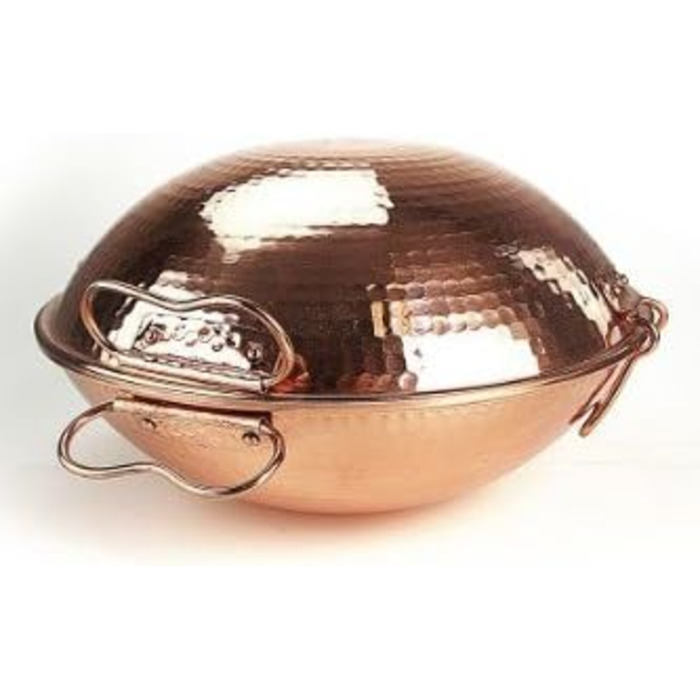 Мідний казан-катаплана CopperGarden® 18 см, ручне лудіння, португальський, для газу, вогню, гриля та духовки, ідеальна теплопровідність, молоткова обробка