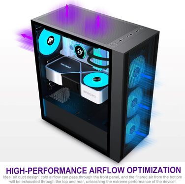 Ігровий корпус для ПК FOIFKIN K11 ATX Mid-Tower, чорний, з 4 встановленими ARGB вентиляторами PWM