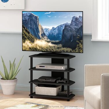 ТВ-тумба Furinno з 4 полицями, чорна, дерево, 37×60×59 см