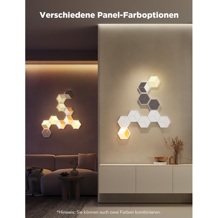 Світильник Govee Glide Hexagon Light Ultra, 3D RGBIC, Wi-Fi, 129 LED, сумісний з Alexa, 60 режимів, для геймерської кімнати, стіни, декору, 10 панелей, білий