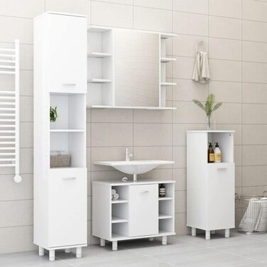 Шафа для ванної vidaXL, 6 відділень, 2 дверцята, білий, 30x30x179 см, ДСП