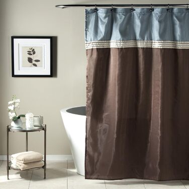 Шторка для душу Lush Decor Terra, поліестер, синьо-коричнева, 183x183 см