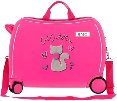 Дитяча валіза Enso Cat Cuddler, рожева, 50x38x20 см, жорсткий корпус, ABS, кодовий замок, 34 л, 1,8 кг, 4 колеса, ручна поклажа
