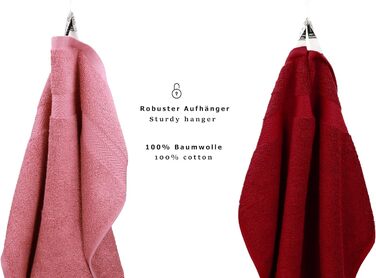 Набір рушників Betz PREMIUM 10 шт., 100% бавовна, 2 банних, 4 для рук, 2 гостьових, 2 рукавиці, рожевий та темно-червоний
