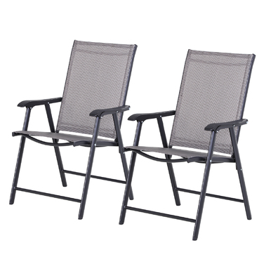 Outsunny Camping Chairs Набір з 2 розкладних крісел Підлокітник Крісло для риболовлі металеве сіре 58x64x94см