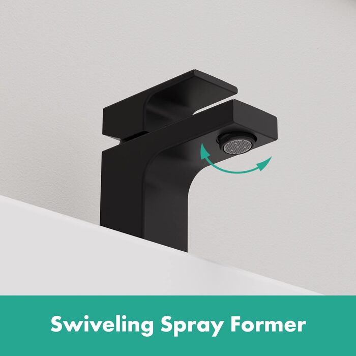 Змішувач для ванної кімнати Hansgrohe Vernis Shape, чорний мат, з висувною виливкою, водозберігаючий, висота виливу 70 мм