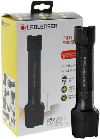 Ліхтарик Ledlenser P7R Work, LED, акумуляторний, 900 люмен, IP68, 21700 Li-ion, фокусування, висока CRI, USB-магнітна зарядка, дальність 240 м, станція зарядки
