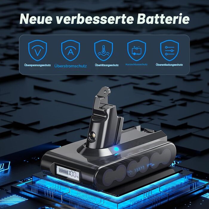 Акумуляторна батарея 21.6V для пилососа Dyson V6 (DC58, DC59, DC61, DC62, DC72, DC74, SV03, SV05, SV06, SV07, SV09) Animal, Trigger, Fluffy, Motorhead, Absolute