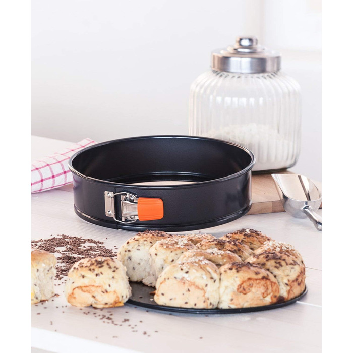 Форма для випічки LE CREUSET, діаметр 26 см, з антипригарним покриттям, з вуглецевої сталі, для випічки кисленького тіста, сірий/помаранчевий
