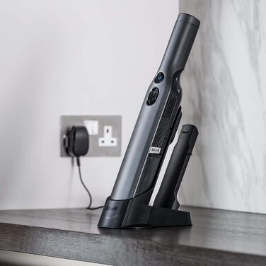 Портативний акумуляторний пилосос Shark WandVac 1.0, міні ручний пилосос, легкий, потужний, насадки для пилу та щілин, для різних поверхонь, база для заряджання, сірий, модель WV200EU, бежевий (Sand Melange 4651)