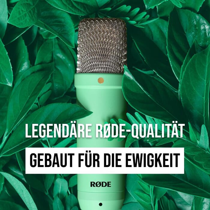 RØDE NT1 Signature Series студійний конденсаторний мікрофон з великою діафрагмою, shockmount, поп-фільтром та XLR-кабелем для музики, вокалу, стрімінгу й подкастингу (зелений)