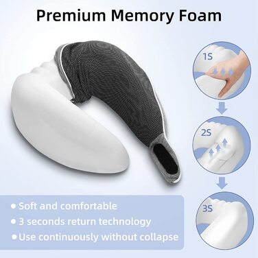 Подушка для шиї Homiee, ортопедична, з memory foam, для подорожей (сіра)