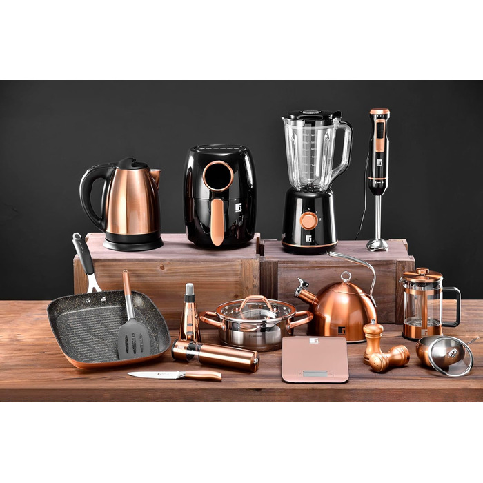 Аерофритюрниця BERGNER Copper 4,8 л, 1300 Вт, антипригарна, таймер, регулювання температури, знімний кошик, мідна
