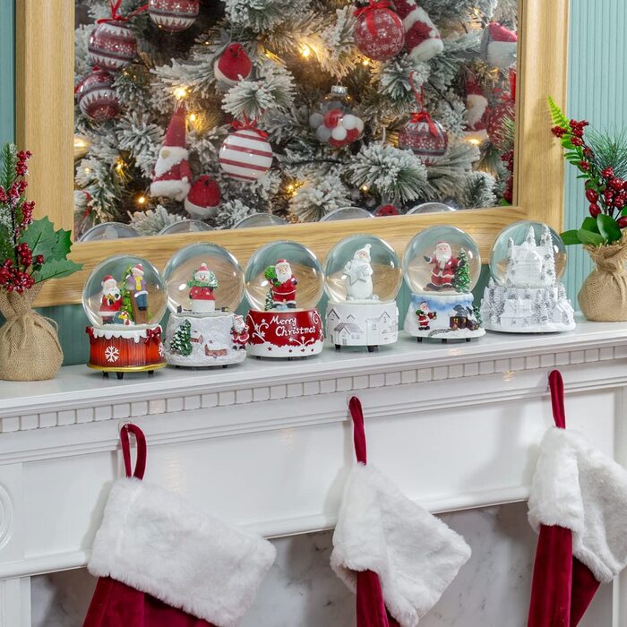 Снігова куля зі сніговиком The Christmas Workshop, скляна, зелена/жовта/срібляста, новорічний декор