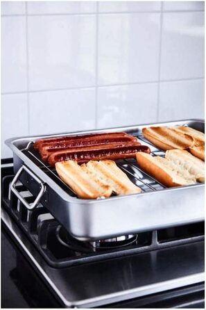Форма для запікання з решіткою IKEA Koncis, нержавіюча сталь, 40x32x7 см, срібляста