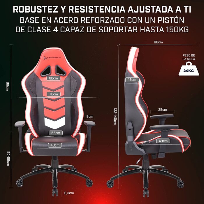 Ігрове крісло Newskill Kaidan, червоне, ергономічне
