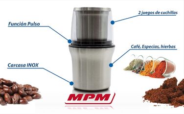 Електрична кавомолка MPM MMK-06, 200 Вт, нержавіюча сталь, BPA-free, 70 г/хв