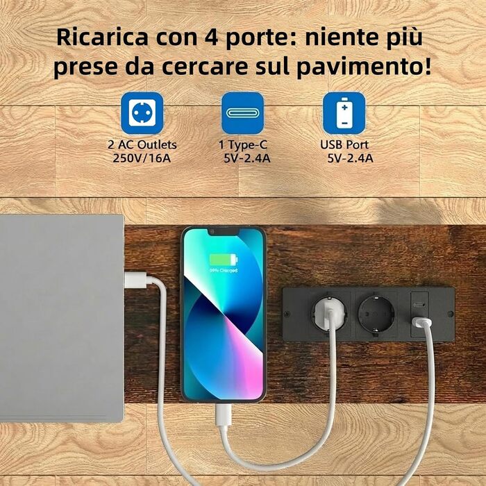 Набір з 2 вузьких консольних столів за диван з розетками, USB та Type-C, регульована висота (8 рівнів), 100x15 см, для вітальні
