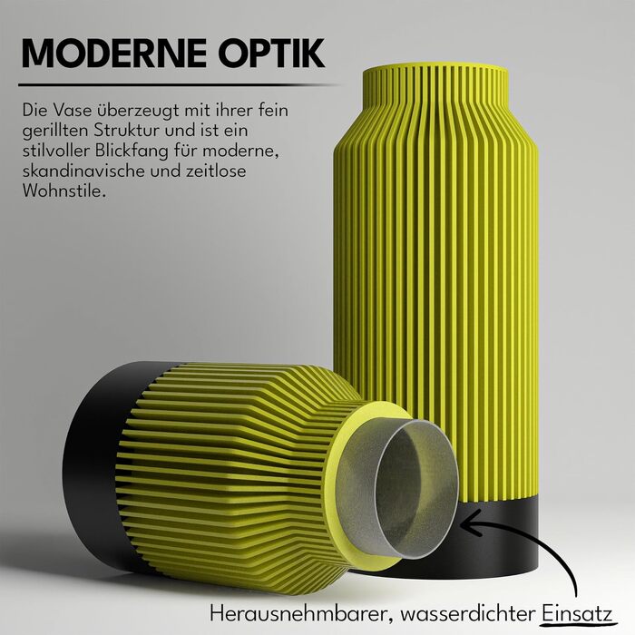 Ваза Kontura Moderne Pampasgras 25 см для сухоцвітів та зрізаних квітів, 3D-друк, Німеччина