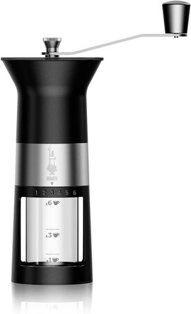 Ручна кавомолка Bialetti з нержавіючої сталі, матова чорна
