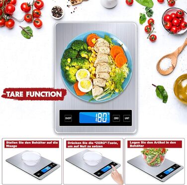 Цифрові кухонні ваги до 15 кг з точністю 1 г, TYPE-C/акумулятор, для кухні