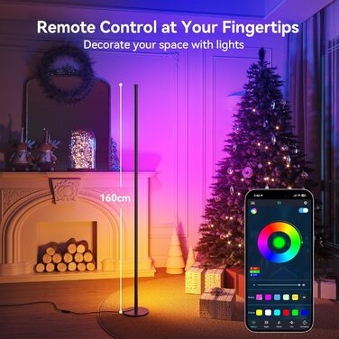 LED торшер для вітальні RGB 60 см кутовий, димується, з пультом та додатком, музичні режими, DIY, таймер - для спальні, геймінгу