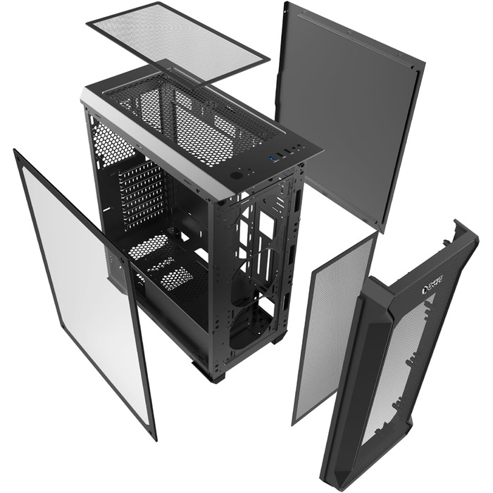 Ігровий корпус для ПК EMPIRE GAMING Darkwitcher, ARGB, середній ATX, металева сітка, скляна бокова панель, 4 вентилятори 120 мм, адресне підсвічування RGB, 5V PWM
