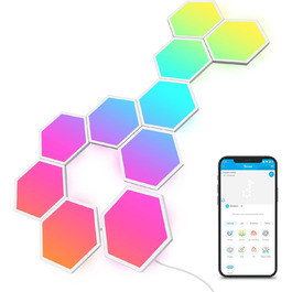 Світлодіодна панель Govee Glide Hexagon RGBIC 10 шт, розумне підсвічування для стін, Wi-Fi, музична синхронізація, сумісна з Alexa та Google Assistant, декоративне освітлення для геймінгу та кімнати