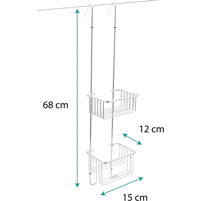 Підвісна полиця для душу Kowald Design, хром, вузька, 68x15x12 см